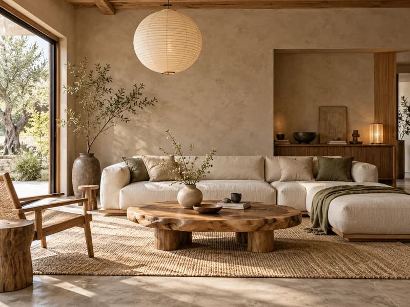 Japandi style preview with restrained furniture and a neutral palette